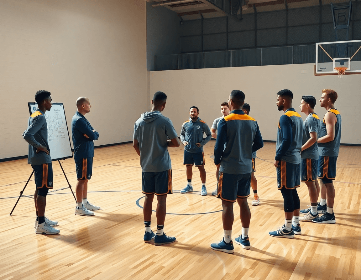 Plan visuel de l'entraineur sur le whiteboard pour le match preparation basket masculin.