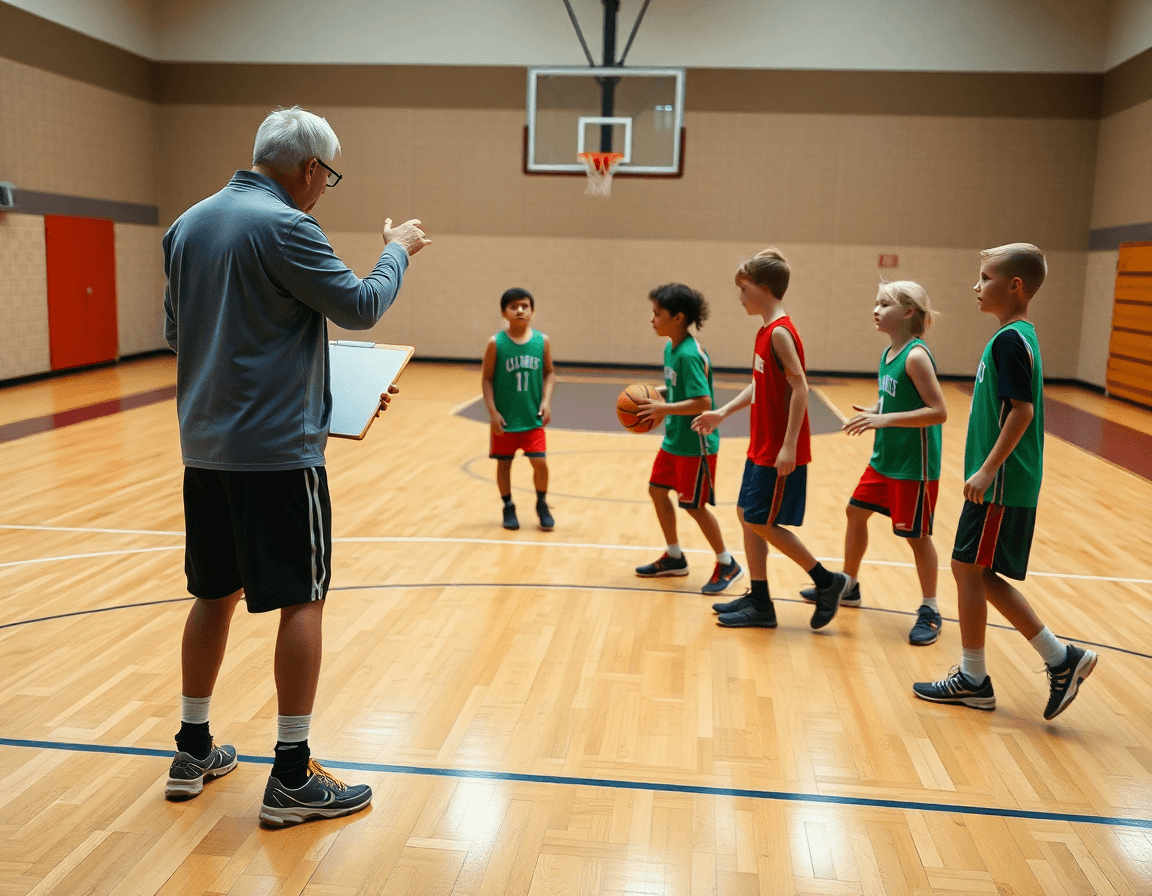 Plan rapproché sur les mains et le ballon pendant une tactique basket u11 sur le terrain.