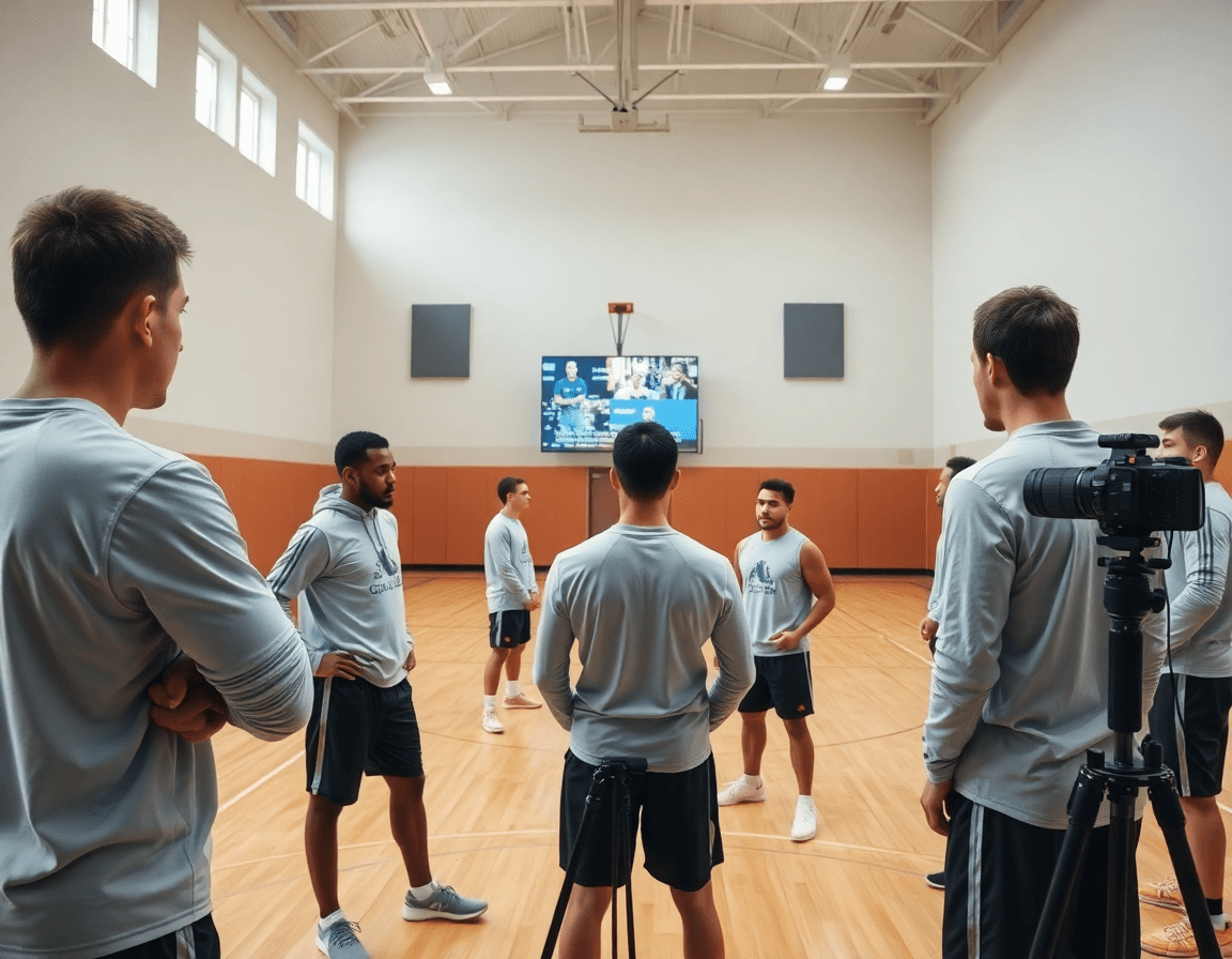 Regarder des clips de basketball pendant l'entraînement pour illustrer la statistique basket en action.