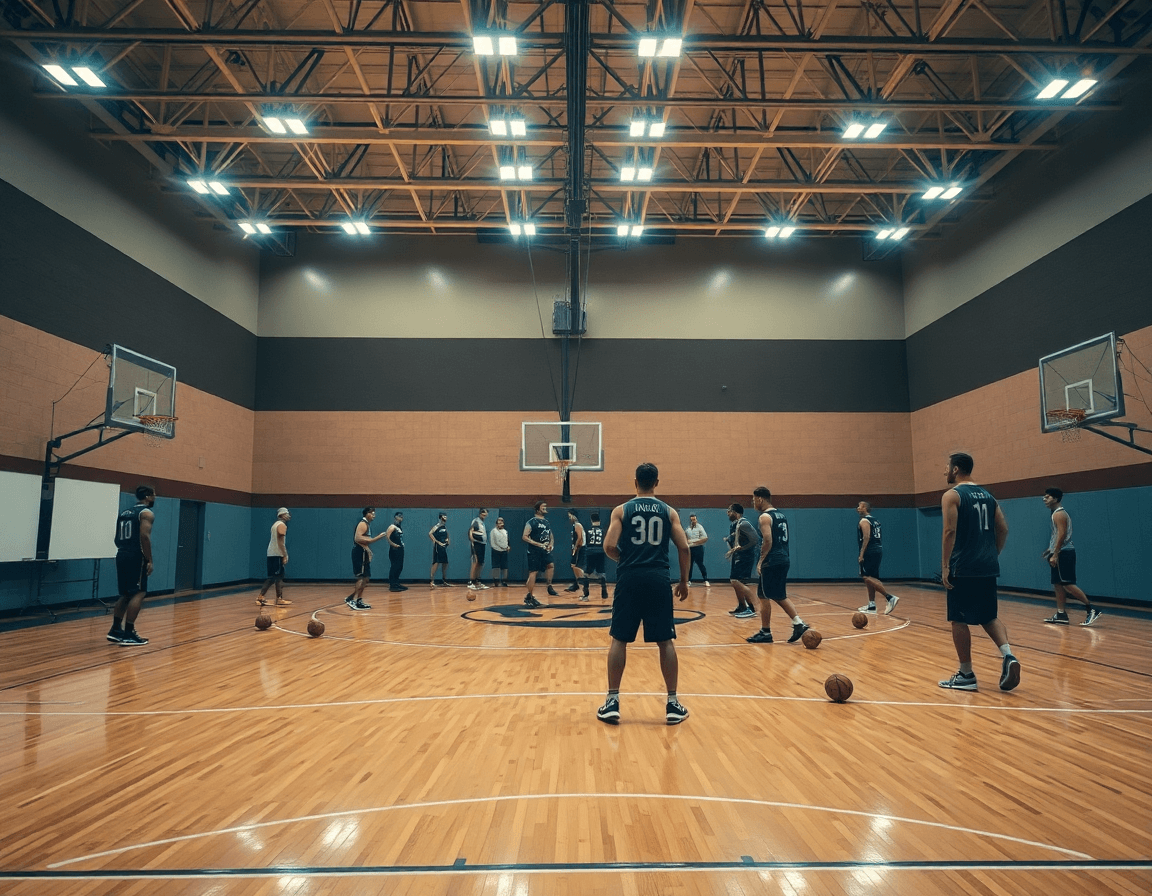 Ala basket cosa fa in palestra: coach guida dribbling e tagli nell'allenamento di basket.