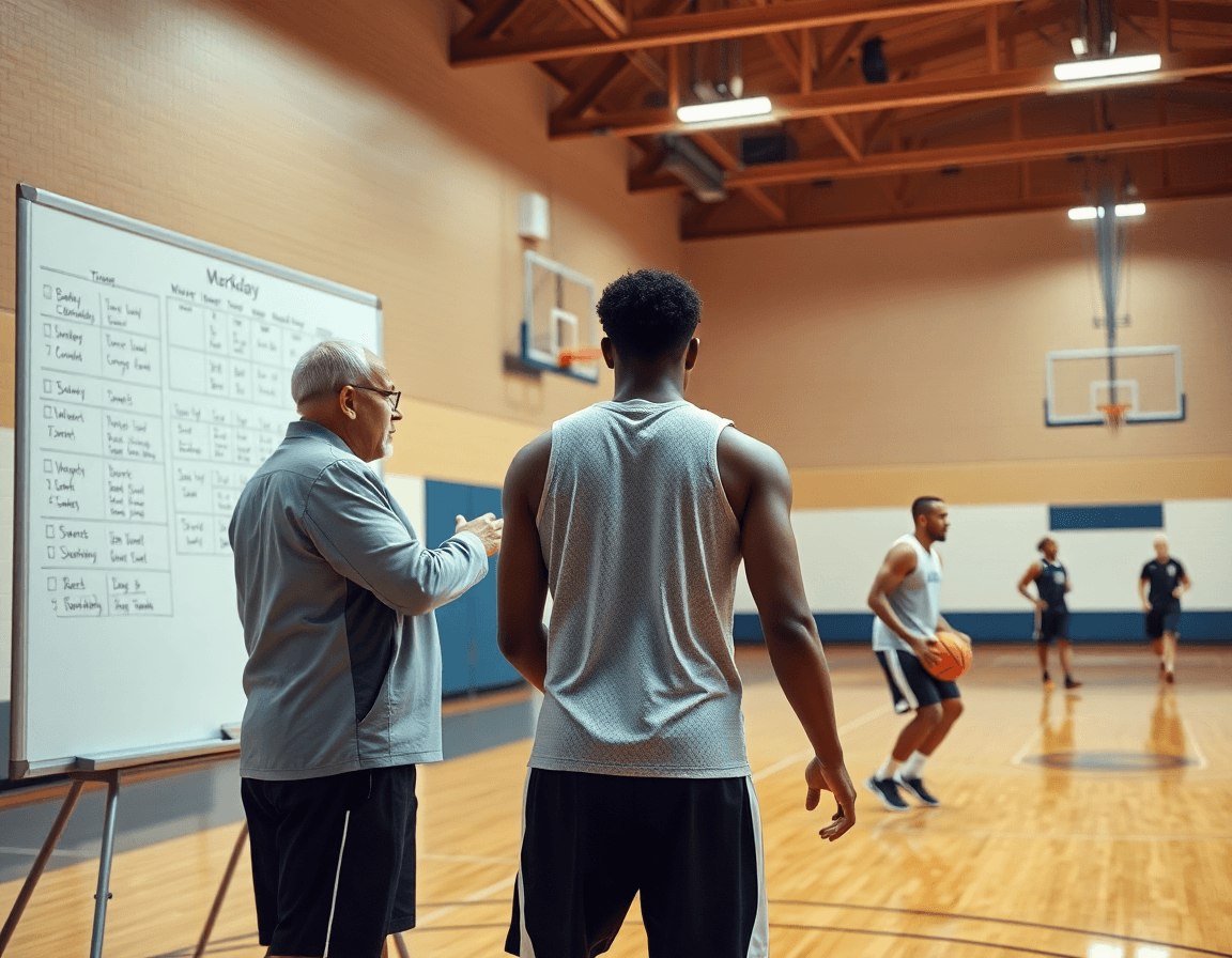 ala piccola basket cosa fa: coach illustra workflow settimanale durante una sessione di basket