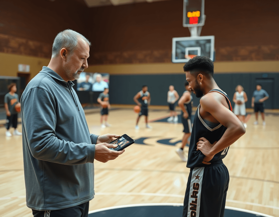 ala piccola basket cosa fa: coach osserva clip video per lo sviluppo in palestra