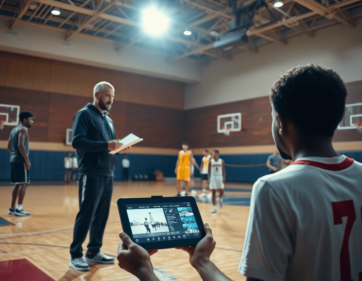 Scena ravvicinata di integrazione tra aula e campo nel corso allenatore regionale in formazione basket.