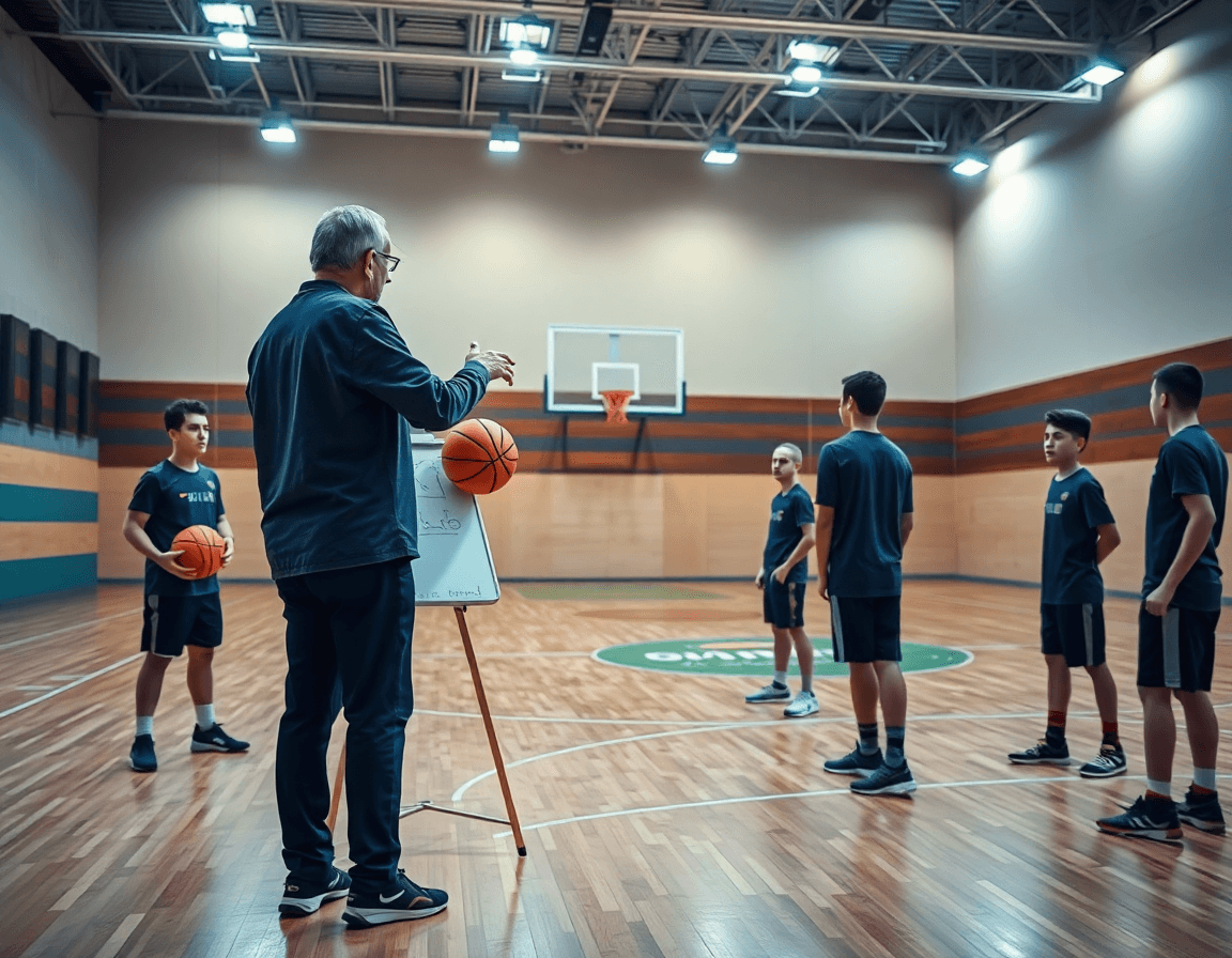 Scena ampia in una palestra di basket, csi basket u14 padova in allenamento.