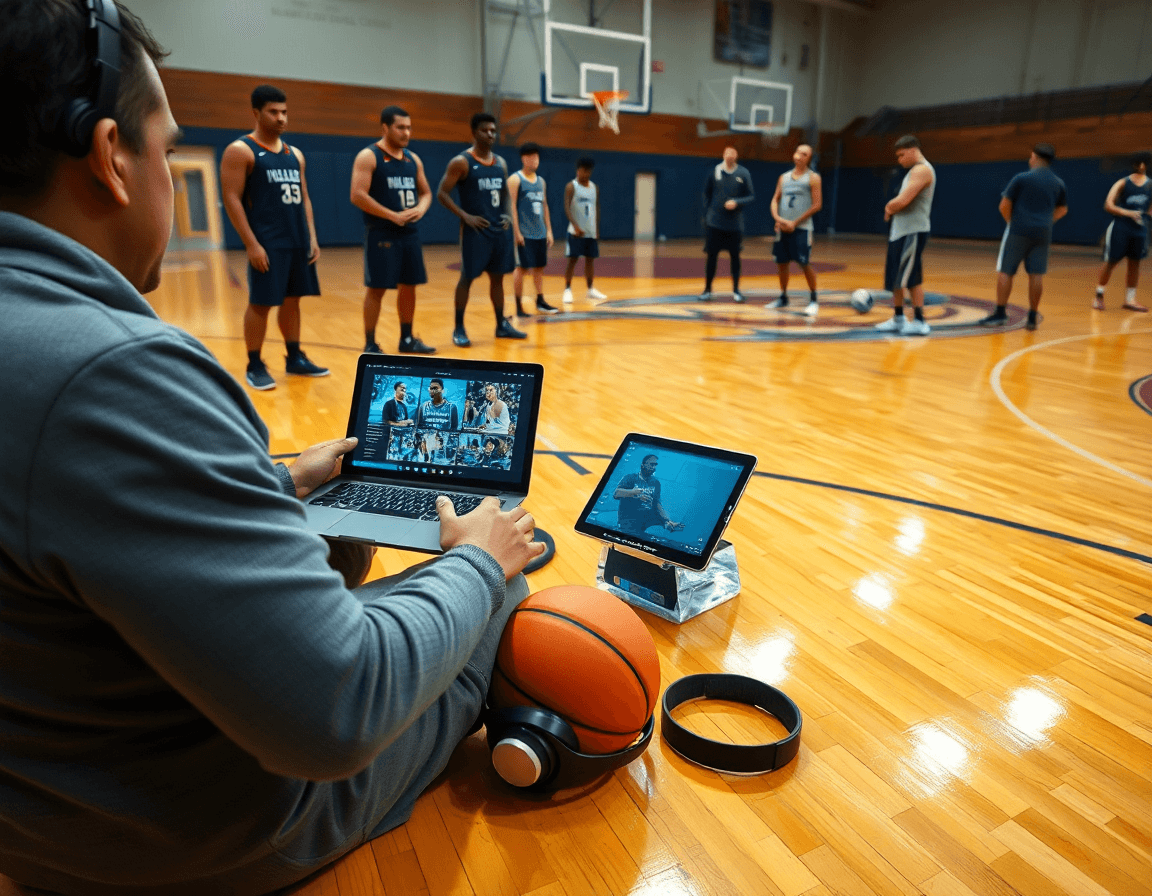 Video di esercizi basket scuola media e clip editing distribuiti agli atleti durante la sessione.