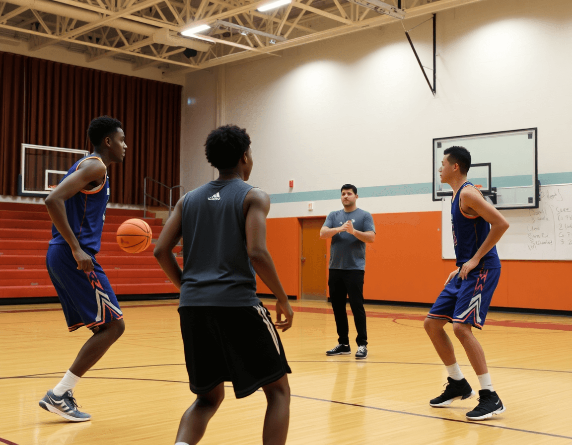 Nei drill, giocatori eseguono la schema basket doppia uscita contro difese diverse sul parquet.