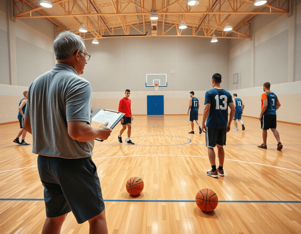 letnja skola kosarke novi sad u terenu: trener vodi vežbu sa mladim igračima.