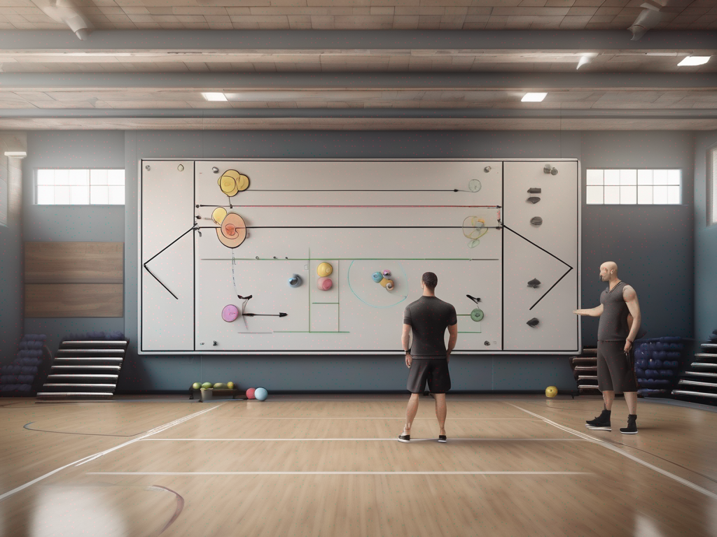 Support image of basketball coaching app tools guiding tactical board play design in a gym